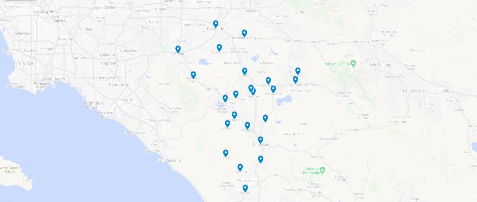 Clearvu Window Cleaning Corona CA service area map